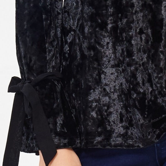 Black Velvet Open Shoulder Top - Picture 3 of 4